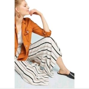 Ett:Twa by Anthropologie Brown Black Striped Flared Wide Leg high rise pants